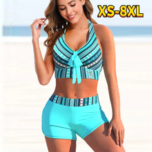 Load image into Gallery viewer, Women Split Plus Size Flat Skirt Bikini Printed Swimsuit