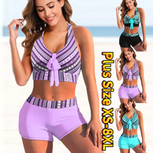 Load image into Gallery viewer, Women Split Plus Size Flat Skirt Bikini Printed Swimsuit