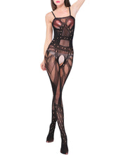 Load image into Gallery viewer, Women Black Sexy Crotchless Fish Net Body Stocking Bodysuit